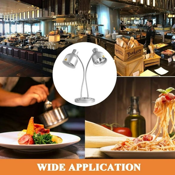PWTOOL Commercial-Grade Double Heat Lamp, Stainless Steel Food Warmer with Independent Bulb Control