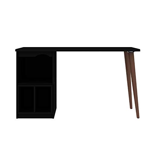 Manhattan Comfort Hampton Bureau de Maison Moderne du Milieu du Siècle avec 3 Espaces de Rangement, 53.54, Noir