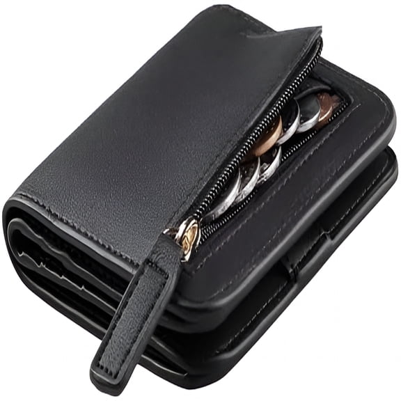 AOMRCOL Women’S Small Slim Leather Wallet with Rfid Protection,Compact Bifold Mini Purse with Clear Id Window,Credit Card Holder for Women