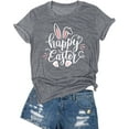 thumbnail image 4 of Women Happy Easter T Shirt Bunny Rabbit Graphic T-Shirt Funny Letter Printed Shirts Short Sleeve Tops, 4 of 6