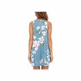 thumbnail image 1 of Robe T-Shirt Décontractée d'Été pour Femme, Sortie de Plage, Robe Débardeur Plissée Unie, 2TG, Fleur Bleue, 1 of 4