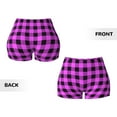 thumbnail image 3 of Sigee Purple Black Buffalo Plaid Print Women's High Waist Workout Shorts - Squat Proof, Tummy Control, Yoga and Gym Activewear-Large, 3 of 9