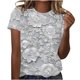 thumbnail image 1 of Tops de Ajuste Suelto para las Mujeres Retro Impreso Cuello Redondo Manga Corta, Camiseta de Poliéster Casual, 1 of 4