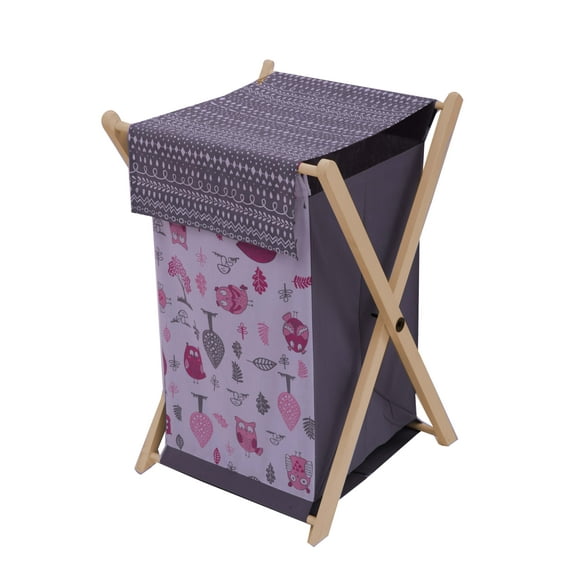 Bacati - Owls Pink/Grey Girls Cotton Hamper
