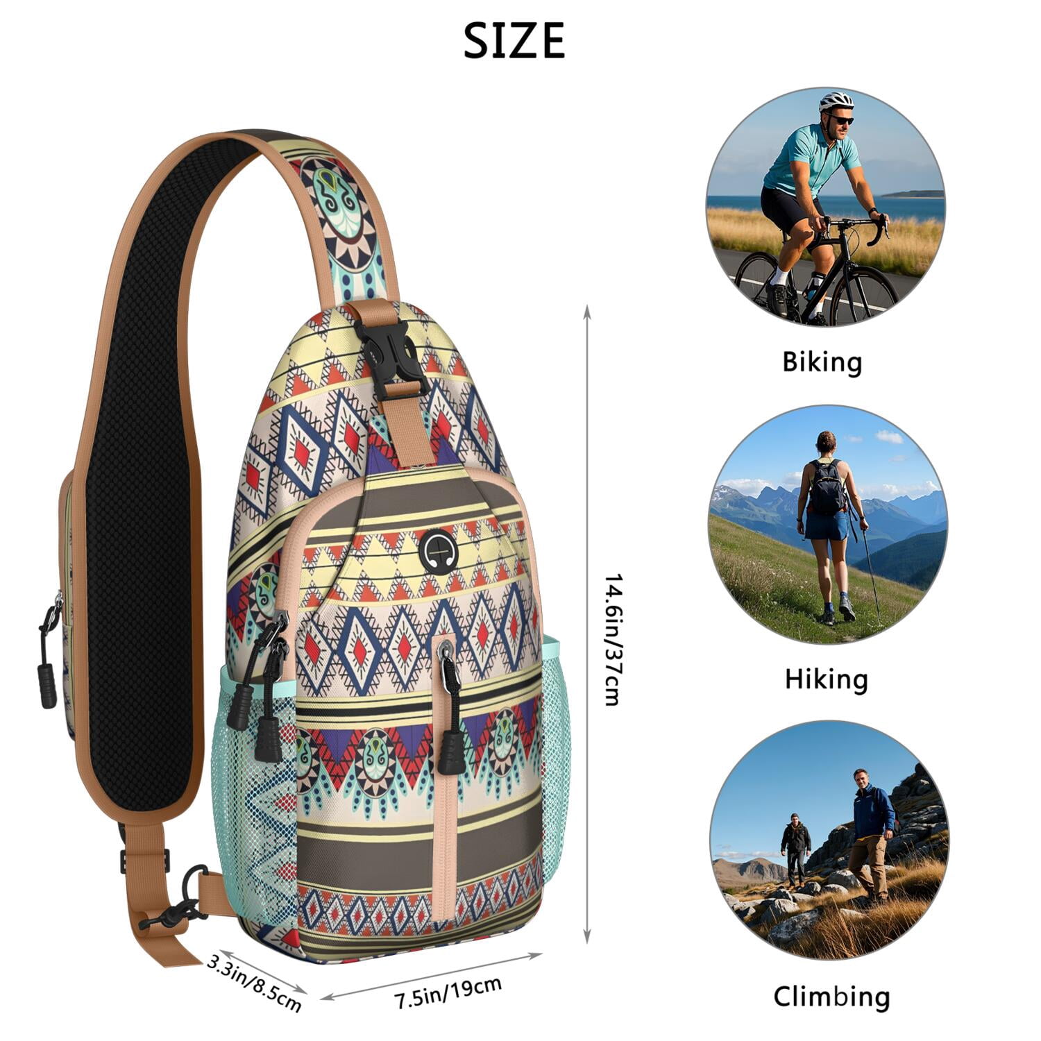Red Berry Sling Backpack with Sweet Strawberry and Flower Patterns – Durable Crossbody Bag Featuring Adjustable Strap, Breathable Back, Secure Zippers, Ideal for Summer and Outdoor Activities