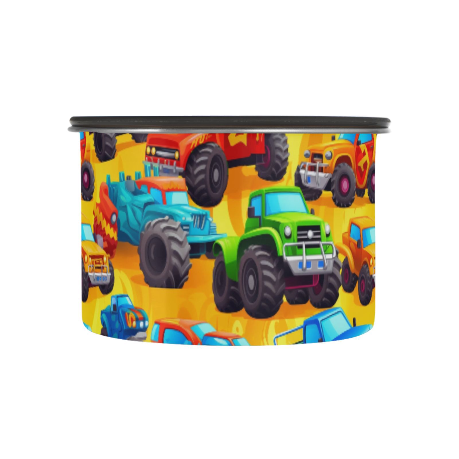 Trucks Cartoon Airtight Coffee Bean Canister 30oz Food Storage Containers with Lids For Gournd, Tea, Sugar, Flour, Rice, Cereal, Candy Cookie Jar