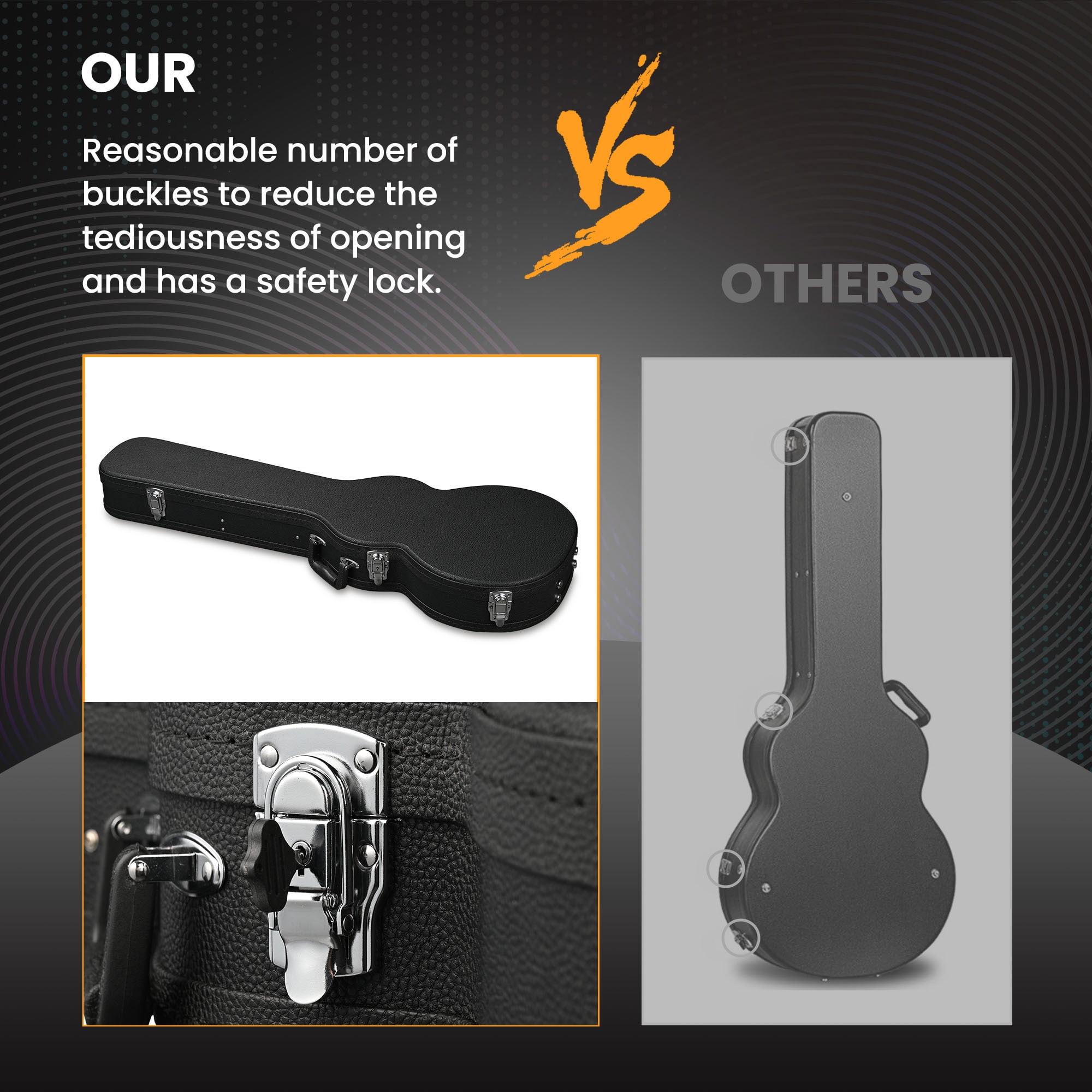 Yescom Electric Guitar Hard Case for LP Les Paul Style Electric Guitar Wooden Hard Shell Lockable