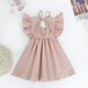 thumbnail image 3 of Vestido Goodplayer para niñas pequeñas, algodón y lino, rosa, 3T, 3 of 7
