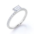 thumbnail image 4 of JeenMata East West 1.75 Carat Emerald Cut Moissanite 4 Prong Set Pave Engagement Ring In 18K White Gold Plating Over Silver, 4 of 7