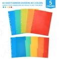 thumbnail image 5 of sixwipe 40 Tabs Binder Dividers for 3 Ring Binders, 5 Cuts File Notebook Dividers with 11 Pre-punched Holes, Plastic 8 Sets 5 Cuts Dividers for School Supplies and Office Workers, 5 of 7