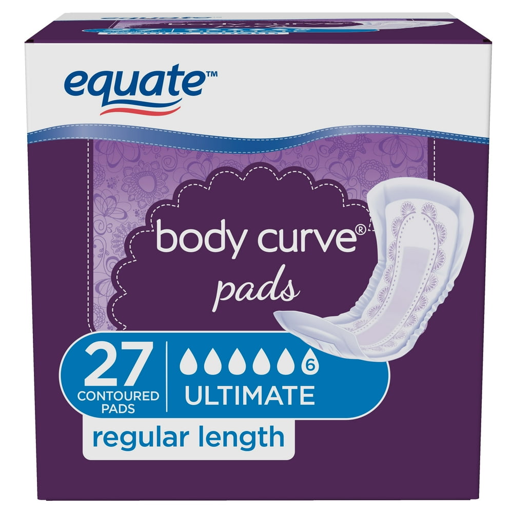 Equate Women's Ultimate Absorbency Body Curve Pads, 27 Count Walmart