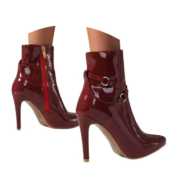 UngA Platform Boots Womens Mid Knee High Boots Heel Slouchy Metal Buckle Side Zipper Fashion Winter Shoes ,6