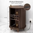thumbnail image 2 of Aisword Round End Table Set of 2 with Charging Station, Fluted Accent Side Table with Sliding Door and Adjustable Shelf, Nightstand for Small Space, Brown, 2 of 6