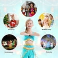 thumbnail image 4 of Jurebecia Jasmine Princess Costume for Girls Sequined Halloween Dress up Blue with Accessories 120 cm 5-6 Years, 4 of 15