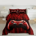 thumbnail image 2 of Feelyou Red Game Console Queen Comforter Set for Kids, Cartoon Gamepad Lover Bedding Sets, Fashion Square Abstract Reversible Bedding Comforter Set, Breathable Home Decor, 3-Piece, 2 of 8