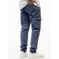 thumbnail image 3 of Wrongduck Men's Elastic Waist Cargo Jeans Stretch Denim Pants with Drawstring Relaxed Straight Fit Casual Streetwear Denim Trousers with Multiple Pockets, 3 of 7