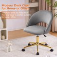 thumbnail image 5 of Furniliving Modern Rolling Mid-Back Armless Office Chair Swivel Velvet Task Chairs for Living Room Bedroom, Light Grey, 5 of 11