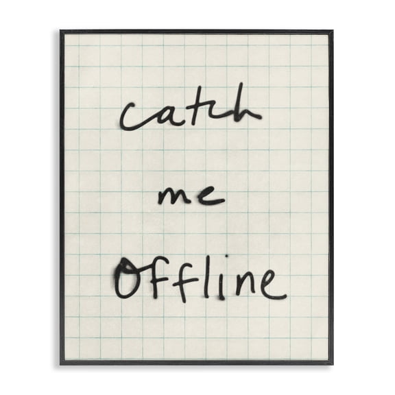 Stupell Industries Modern Catch Me Offline Scrawl Black Framed Giclee Art, 11 x 14, by Victoria Barnes