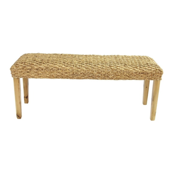 Chester Water Hyacinth Wood Bench M4H Chester Solid Wood Natural Water Hyacinth Indoor Bench