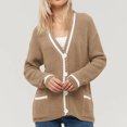 thumbnail image 3 of Generic Womens Cute Preppy Cardigan Sweaters Trendy Button Down V Neck Long Sleeve Sweaters Open Front Chunky Knit Sweater, 3 of 3