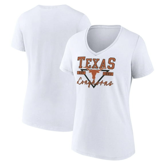 Women's White Texas Longhorns Triangle Origin V-Neck T-Shirt