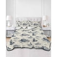 thumbnail image 2 of Full Size Quilt Bedding Set, Nautical Ship Reversible Summer Quilt 3 Pieces, Retro Coastal Ocean Lighthouse Mountain Map Lightweight Bedspreads Coverlets with 2 Pillow Shams for All Seasons, 2 of 5