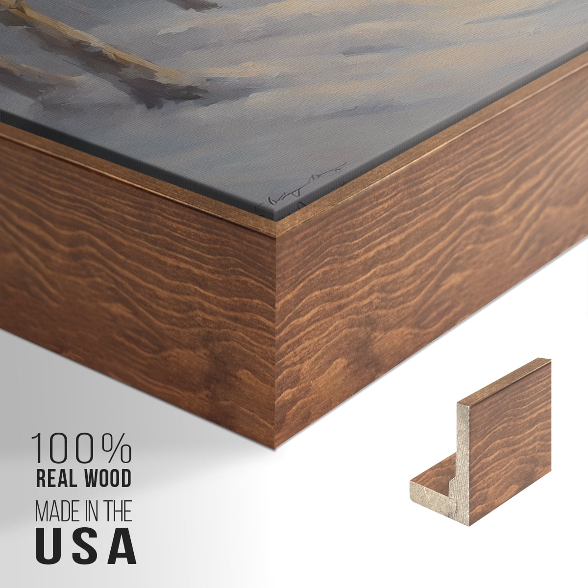 Vintage Landscape-CXCI By Wexford Home Framed in Walnut Wood Gallery Wrapped Canvas 25 in. x 37 in.