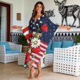 thumbnail image 3 of Xixirimido American Flag Daisy Floral Print Kaftan Dresses for Women Plus Size V-Neck Moo Moos Batwing Sleeve Caftan Beach Dress Bathing Suit Cover-Up Loungewear, 3 of 7