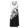 thumbnail image 4 of XWSHYW Womens Dresses Clearance Plus Size Crew Neck Sleeveless Midi Dress Leisure Loose Fit Floral Pattern Beachwear Dress Summer Savings Clearance, 4 of 5