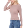 thumbnail image 6 of Made by Olivia Women's Solid Long Sleeve Crew Neck Fitted Ribbed Sweater Top, 6 of 7