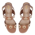 thumbnail image 3 of YDN Women Open Round Toe Cutout Studded Sandals Buckle Strap Low Chunky Heels Comfortable Outdoor Dressy Shoes Size 13 Brown, 3 of 4