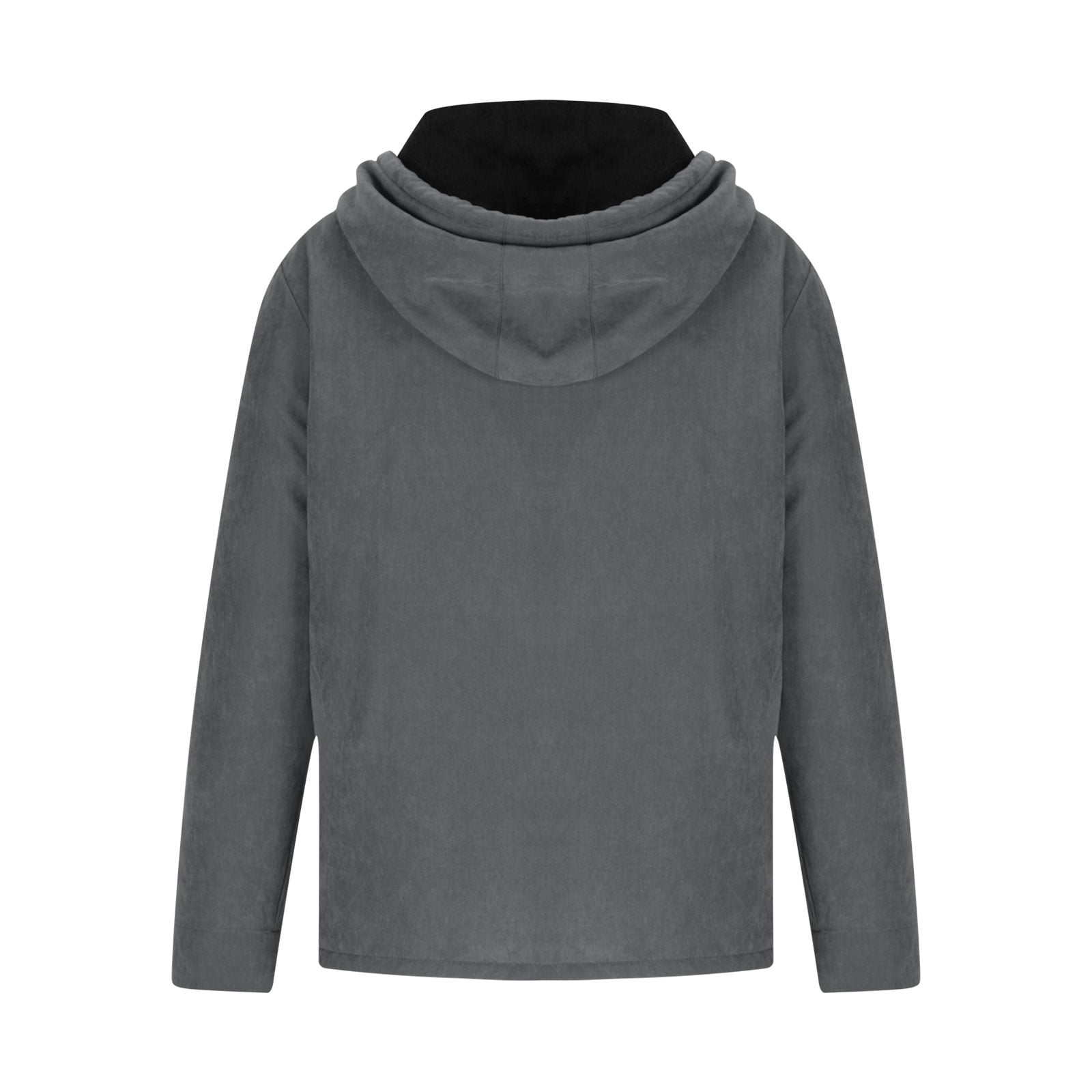 Timoontee Men's Fall Winter Thickened Warm Jacket Coat Solid Full Zip Hooded Coats Sherpa Lined Jacket Casual Comfy Fashion Outerwear Coat Gray L