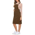 thumbnail image 4 of VESTIDO MIDI CASUAL SIN MANGAS DE PANA CON CUELLO CUADRADO Y TIRANTES AJUSTABLES CON BOLSILLOS L Marrón, 4 of 6