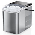 thumbnail image 2 of Portable Self Cleaning Countertop Ice Maker Machine, 6 Mins/9 Pcs, 26.5lbs/24Hrs, 2 Sizes of Bullet Ice, Ideal for Kitchen, Office, and Parties, Stainless Steel Silver Ice Maker with Scoop and Basket, 2 of 11