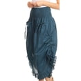 thumbnail image 4 of Sakkas Loore Womens Wide Leg Gaucho Pants Cotton with Pockets and Smock Waist - Steel Blue - One Size Plus, 4 of 5