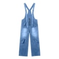 thumbnail image 4 of Women's Denim Overalls, Adjustable Zipper Jumpsuit, Wash Blue Cowboy Bib Pants, Loose Fit Casual One-Piece For Streetwear Blue XL, 4 of 6
