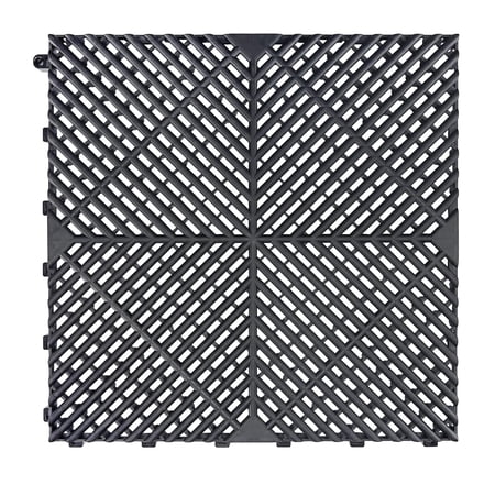 SafeRacks Ribbed Interlocking Garage Floor Tiles - Durable, Self-Draining, Non-Slip Flooring, Modular, Virgin Polypropylene, Ideal for Garages, Patios, Basements, Decks - Gray - 82.56 sq ft - 48 Pack