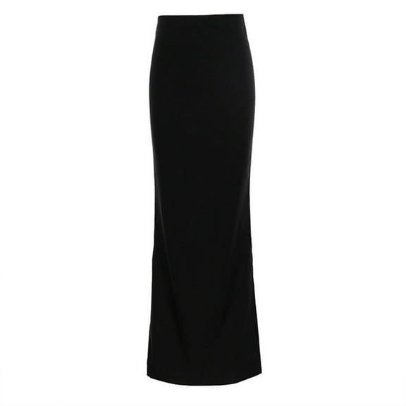 Women Maxi Skirt Elastic High Waist Hip Wrapped Long Skirt Solid Color Slim Fit Bottoming Skirt Clothing Accessories