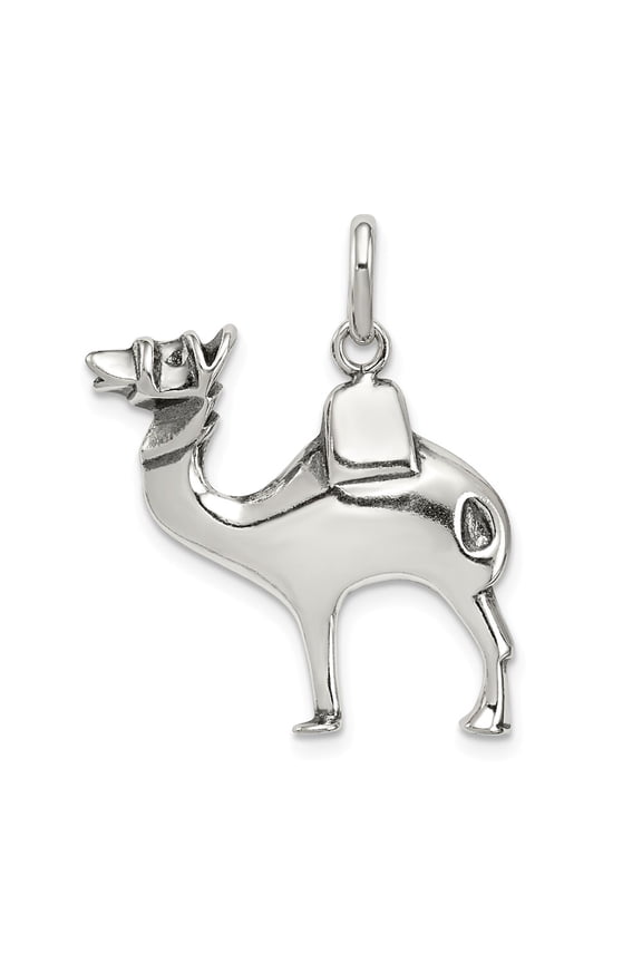 White Sterling Silver Charm Pendant 23 mm 21 Antiqued Camel