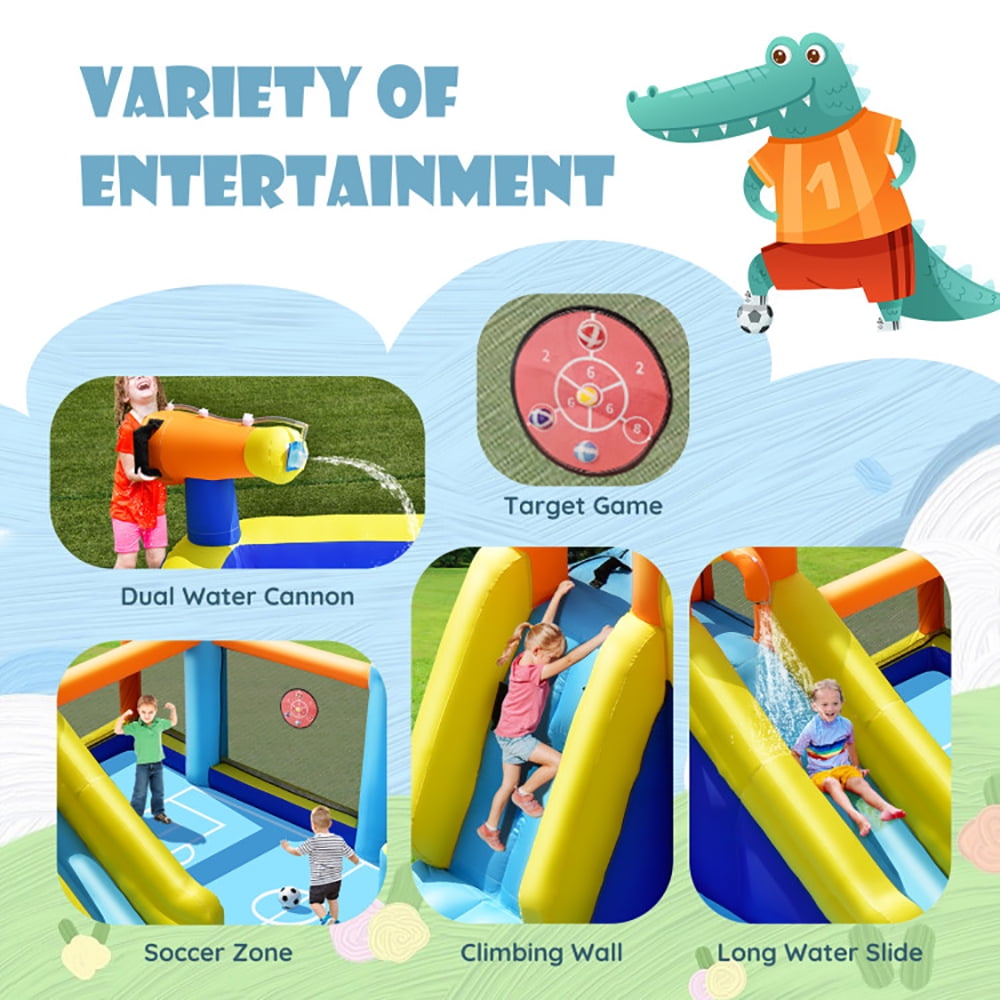 Aimee Lii Giant Soccer Themed Inflatable Water Slide Bouncer with Splash Pool without Blower, Kids Water Park Bounce House Aimee Lii Giant Soccer Themed Inflatable Water Slide Bouncer with Splash Pool without Blower, Kids Water Park Bounce House