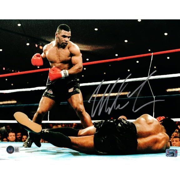 Mike Tyson Autographed 11x14 Photo Standing Over Beckett BAS 206982