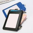 thumbnail image 4 of Sioweci 2-In-1 ID Badge Holder with Lanyard Clear Window 5 Card Slots Faux Leather Solid Color Multi-functional Employee ID Card Case Zipper Coins Wallet Blue, 4 of 13