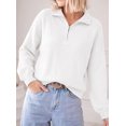 thumbnail image 4 of PRETTYGARDEN Women's Quarter Zip Pullover Oversized Sweaters Collared Neck, Long Balloon Sleeve, Jumper Tops, Soft Cozy Knit, Ribbed Hem, Loose Fit, Fall Outfits, Winter Fashion Clothing, 4 of 9