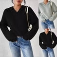 thumbnail image 1 of Manga larga blanca,Camisa con capucha para mujer, manga larga, cuello redondo, blusa informal de color liso, tela de imitación de rejilla, ideal para uso diario y en casa, sopatenor, 1 of 9