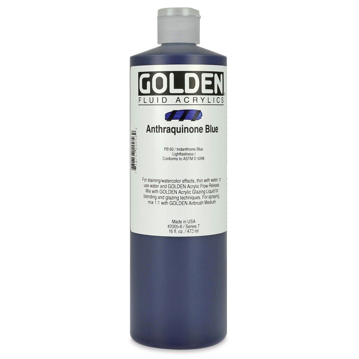 Golden - Fluid Acrylic - Anthraquinone Blue, 16 oz