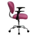thumbnail image 5 of Flash Furniture Beverly Mid-Back Pink Mesh Padded Swivel Task Office Chair with Chrome Base and Arms, 5 of 6