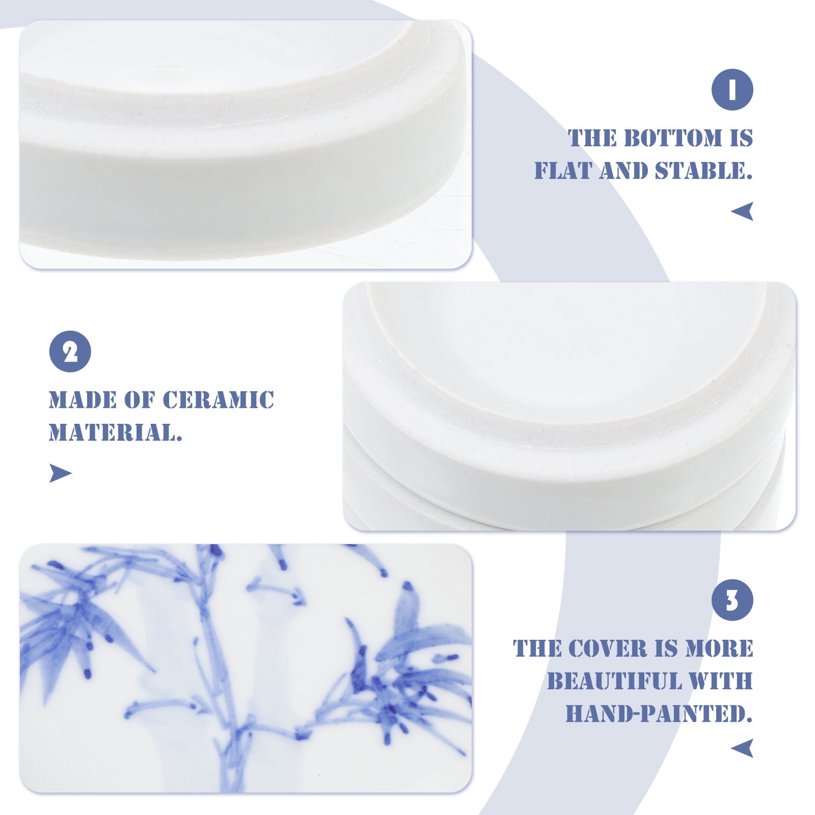 TAILTOSS 1Set White Ceramic Paint Tray with Cover for Watercolor Pigment Mixing and Storage