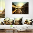 thumbnail image 3 of Designart Wood Boardwalk into the Sunset Sea - Bridge Throw Pillow - 16x16, 3 of 4