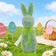 thumbnail image 4 of Decoración de conejo de Pascua de pie Figurita de espuma 13 pulgadas – lazo brillante, rosa verde morado azul naranja amarillo – jardín de la casa y patio regalo de Pascua, 4 of 6