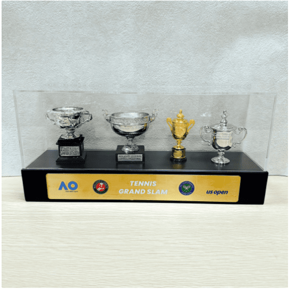 Tennis Trophy Box Men Grand Slam Set Metal Trophy 8 cm Trophy with Display Case, Christmas Halloween Gifts